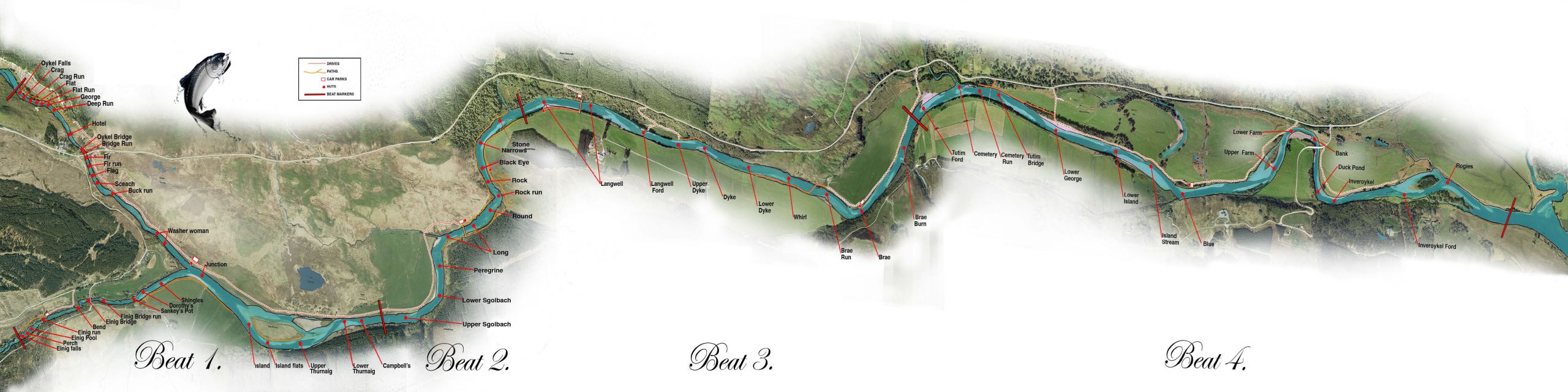 Lower Oykel Salmon Fishing Beat Map